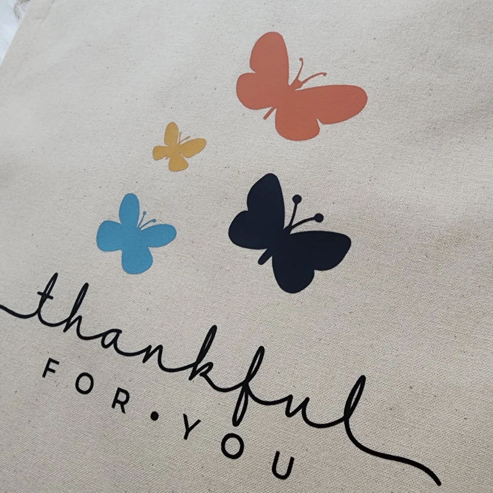 Port Authority Tote with Butterfly Design - Cream, Orange, Blue, Black Gift Bag - Picture 2 of 4